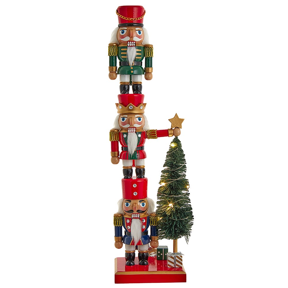 Stacked Nutcracker with Lighted Tree - 18 Inch