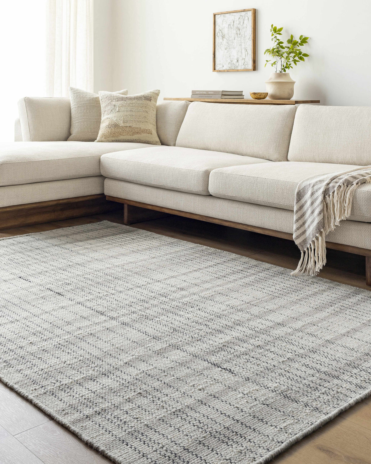 Nissa Blue Gray Checkered Area Rug - Clearance