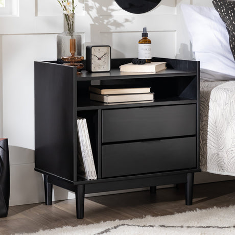 Nebulized Solid Wood Nightstand with 2 Drawers and Tray Top - Nightstands