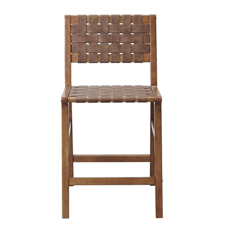 Nebuluxe Faux Leather Woven Counter Stool - Counter Stools