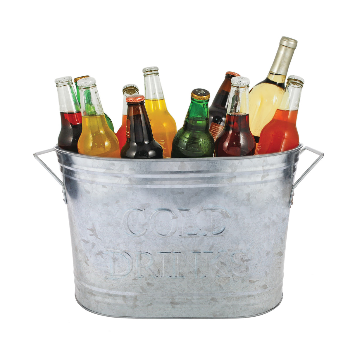 Cold-drinks-galvanized-metal-tub-by-twine®-Bar-&-Beverage-Accessories