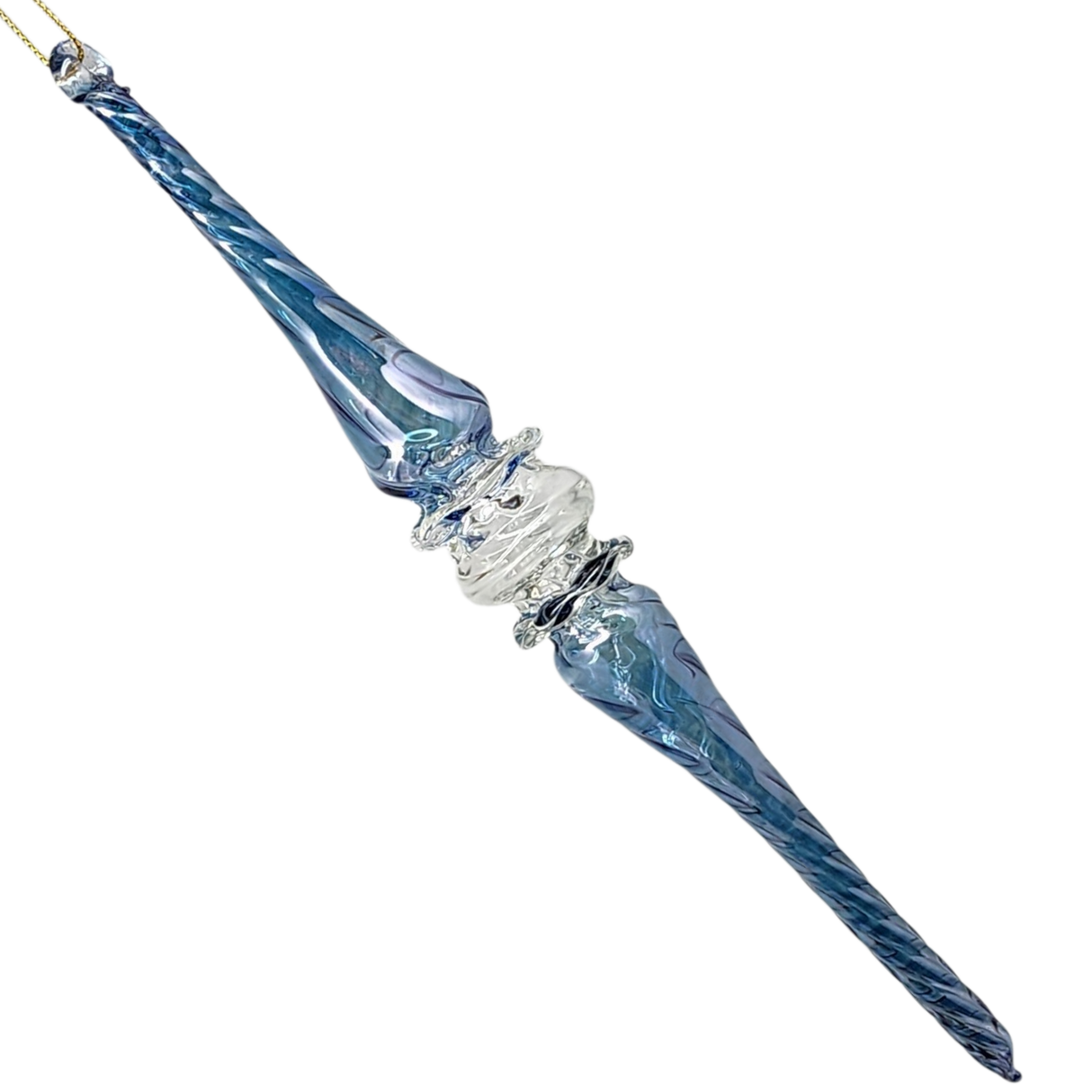 Frosted Blue Swirl Spire Ornament