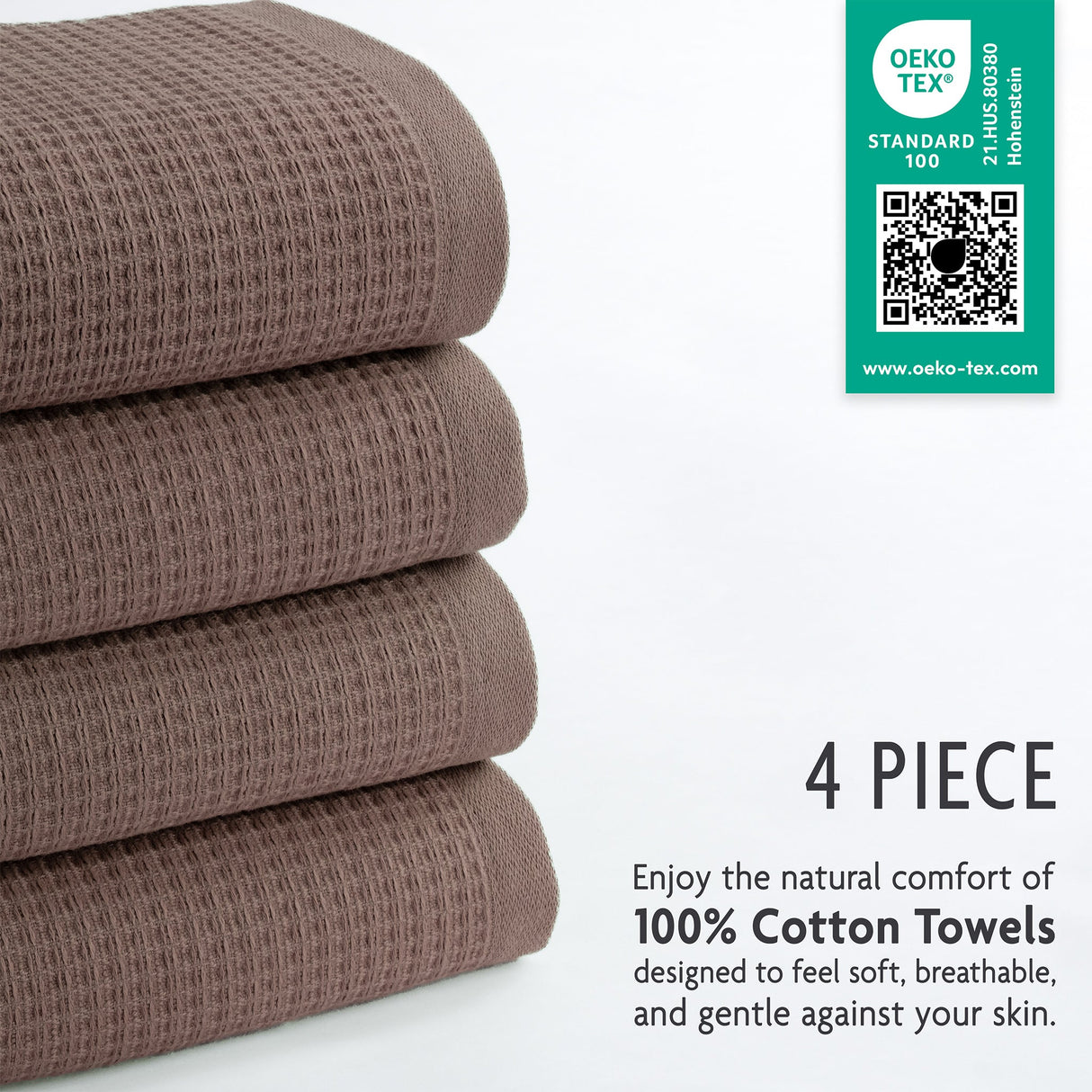 NOLA 4-Pack Turkish Cotton Hand Towels – 600 GSM Luxury Waffle Towels