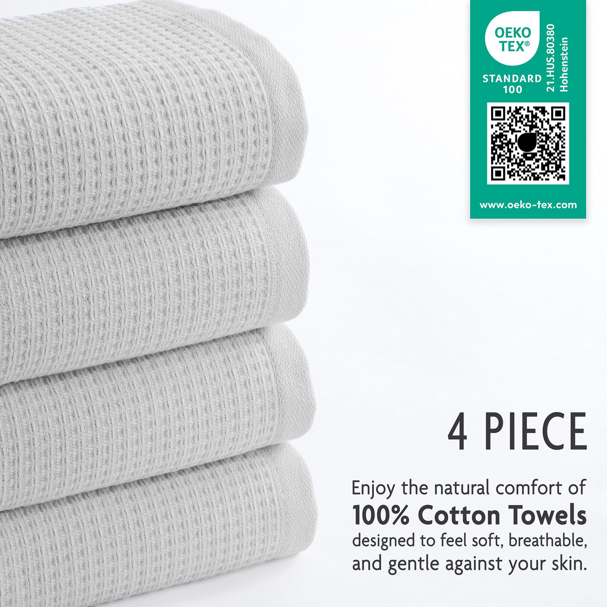 NOLA 4-Pack Turkish Cotton Hand Towels – 600 GSM Luxury Waffle Towels