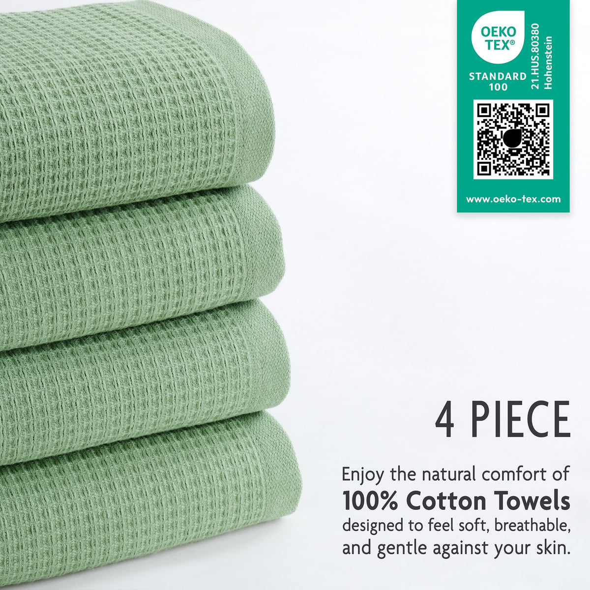 NOLA 4-Pack Turkish Cotton Hand Towels – 600 GSM Luxury Waffle Towels