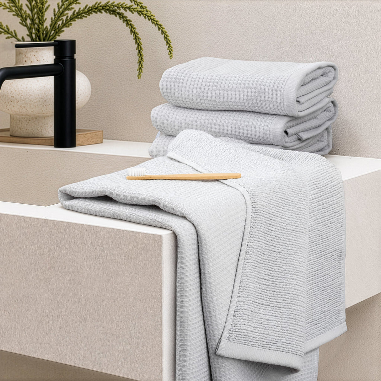 NOLA 6-Piece Turkish Towel Set – 600 GSM Turkish Cotton Waffle Towels
