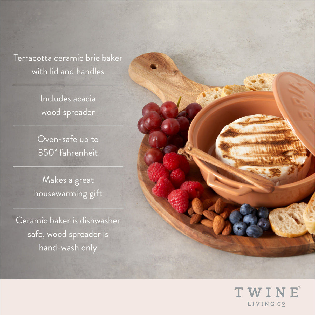 Terracotta brie baker set by twine living®