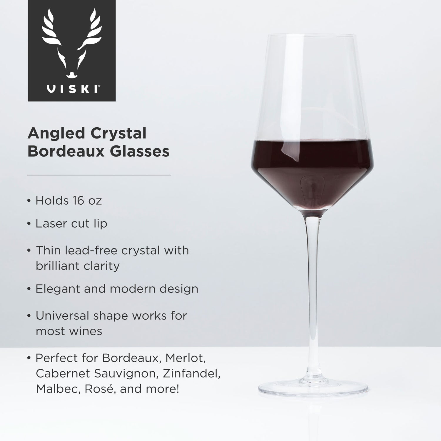 Raye crystal angled bordeaux glasses viski®