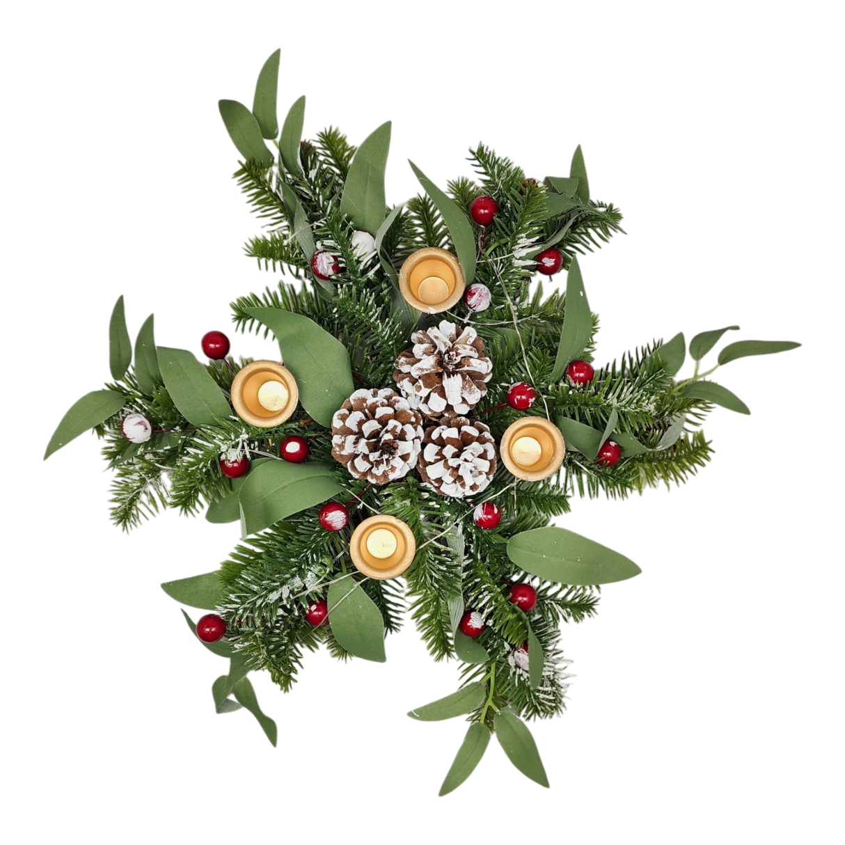 Lighted Candle Wreath - 18 Inch