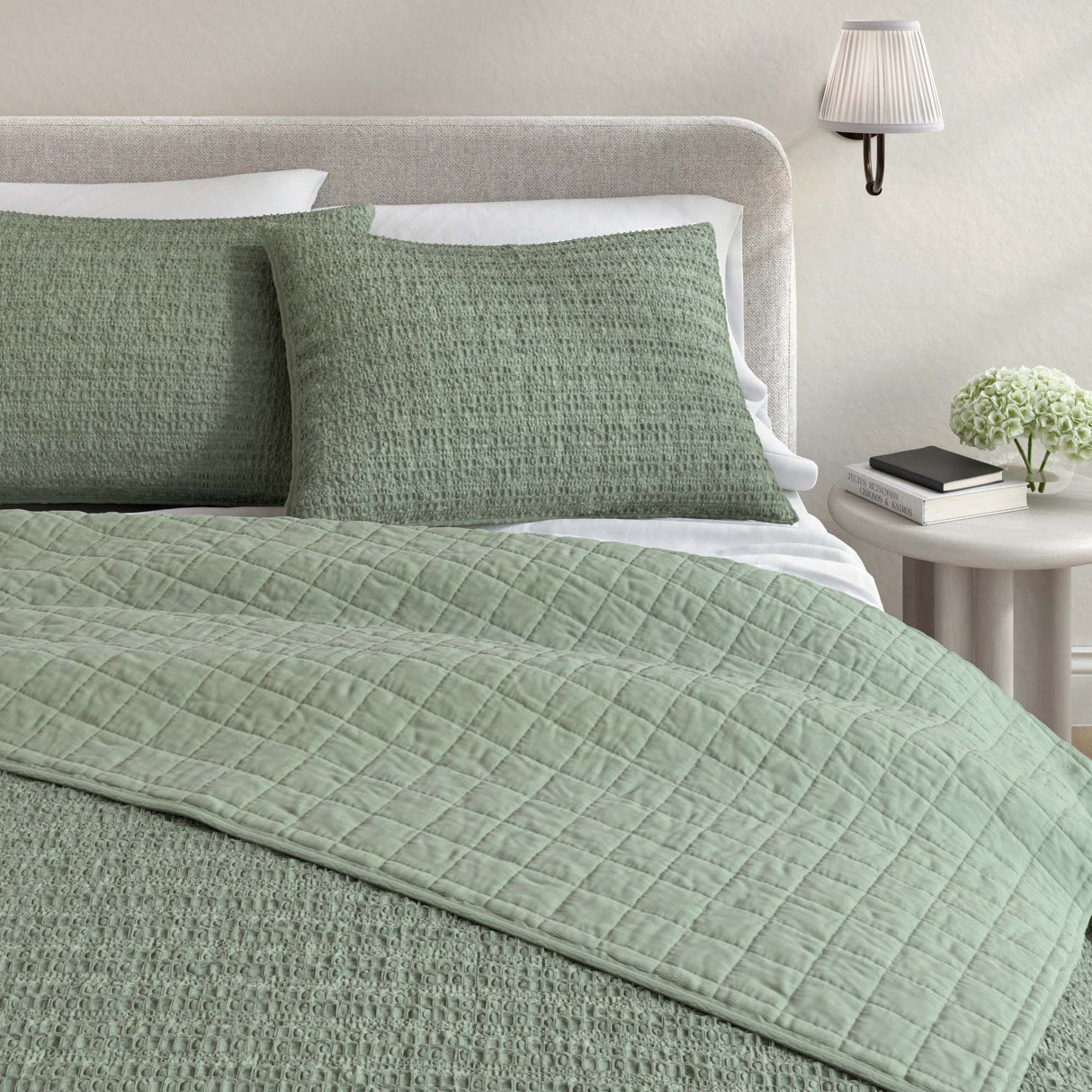 100% Cotton Honeycomb Waffle Garment Washed Quilt Set - Genevieve Collection