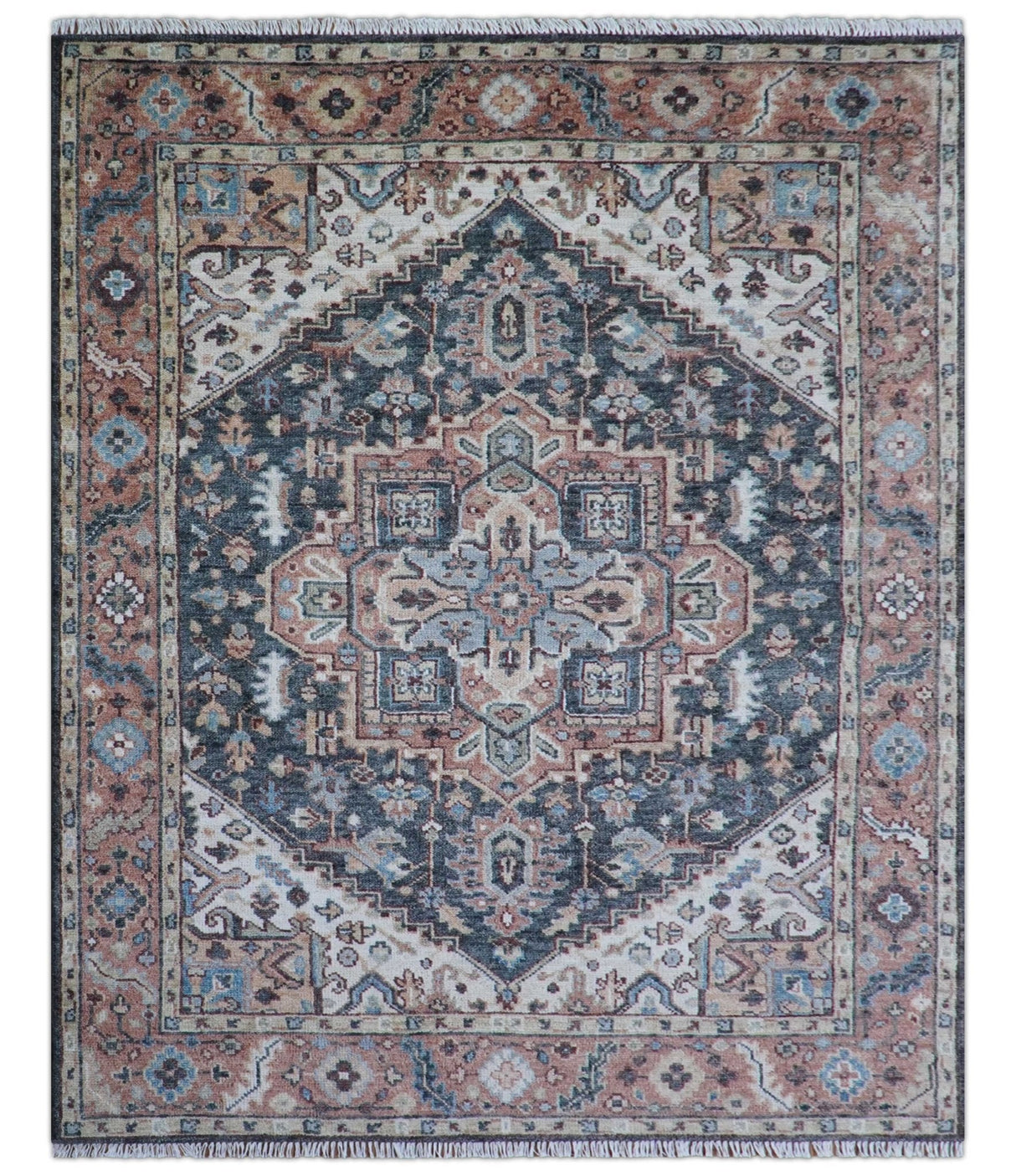 Oliver Traditional Turkish Design Rust And Charcoal Hand Knotted Wool Rug