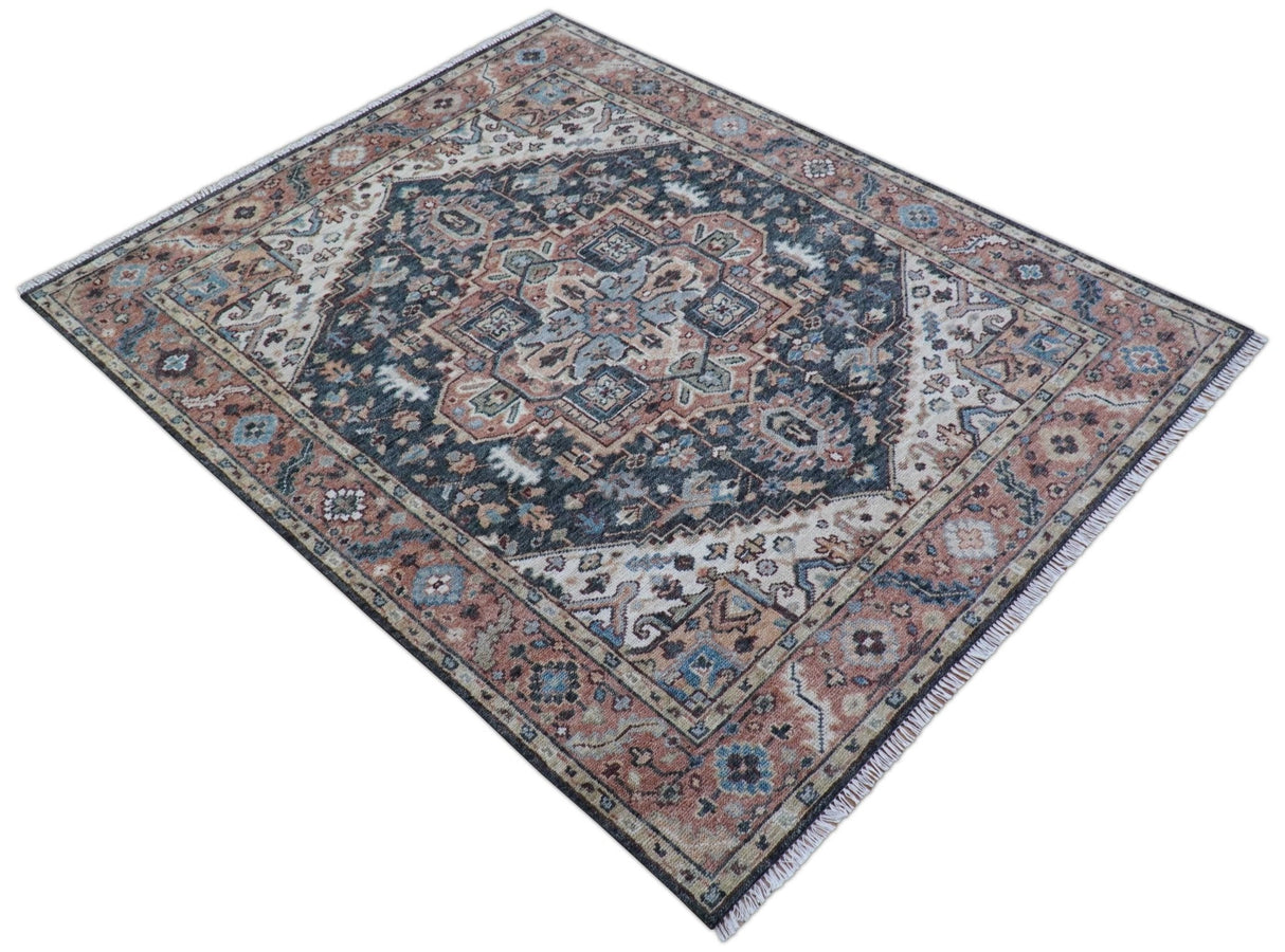 Oliver Traditional Turkish Design Rust And Charcoal Hand Knotted Wool Rug
