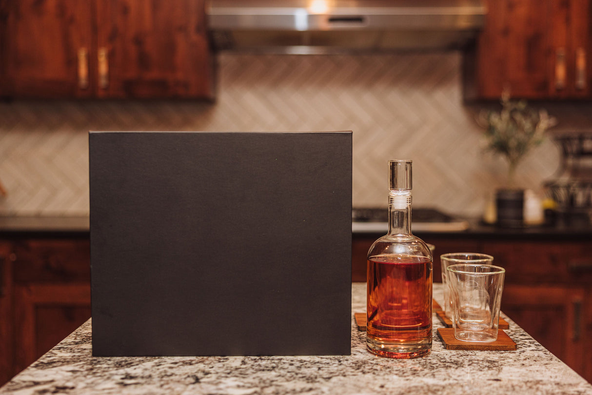 Ambassador Whiskey Box with Decanter and 4 Lowball Glasses