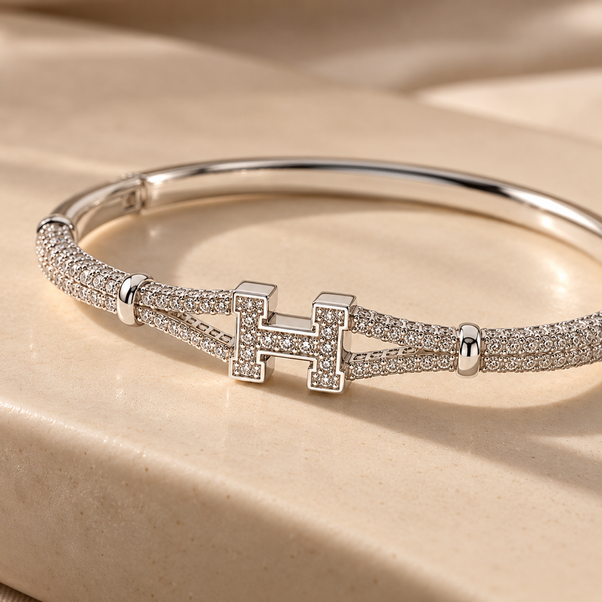 Silver Pavé H Bracelet
