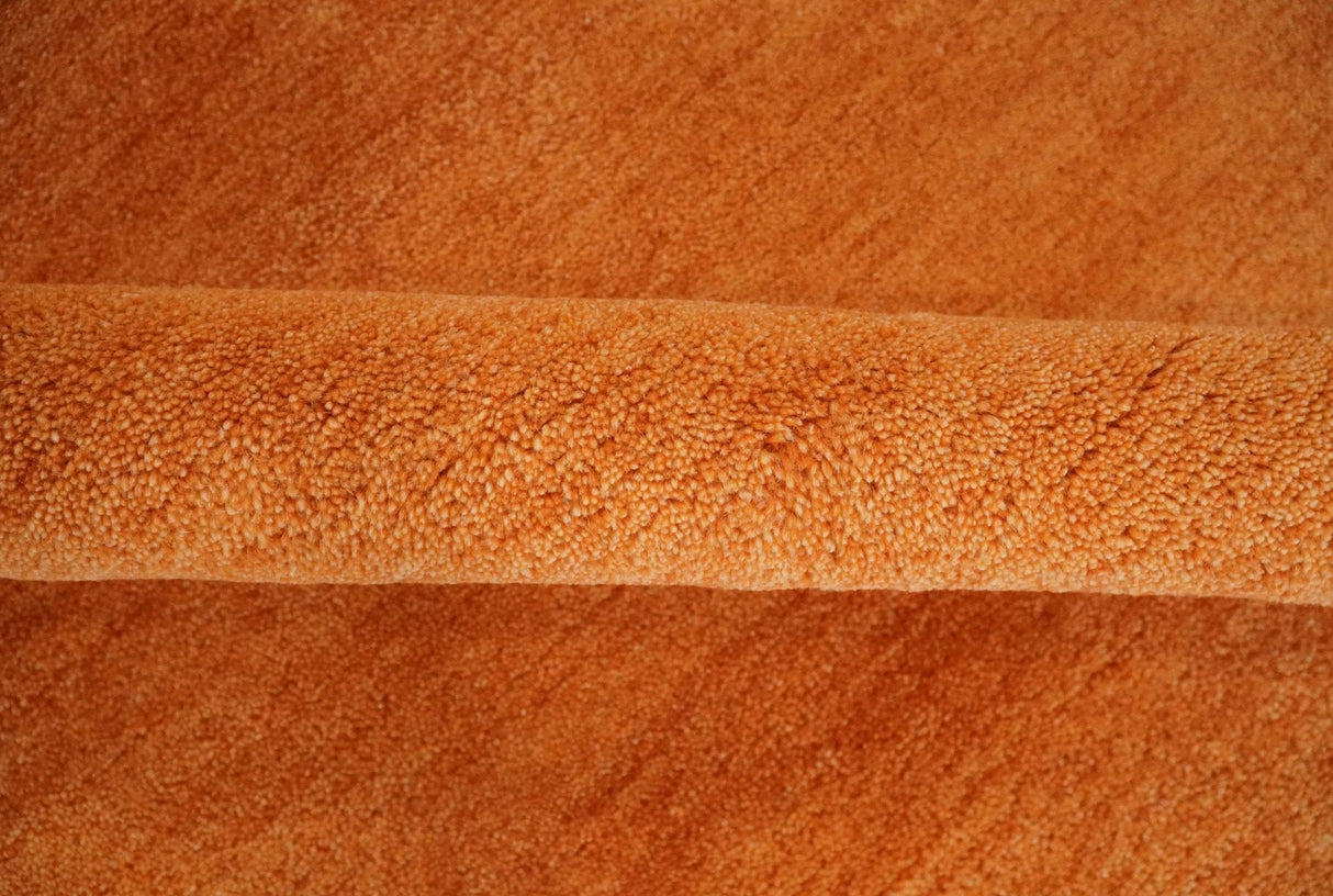 Orange Rust Solid Woolen Hand Tufted 8x10 contemporary area Rug