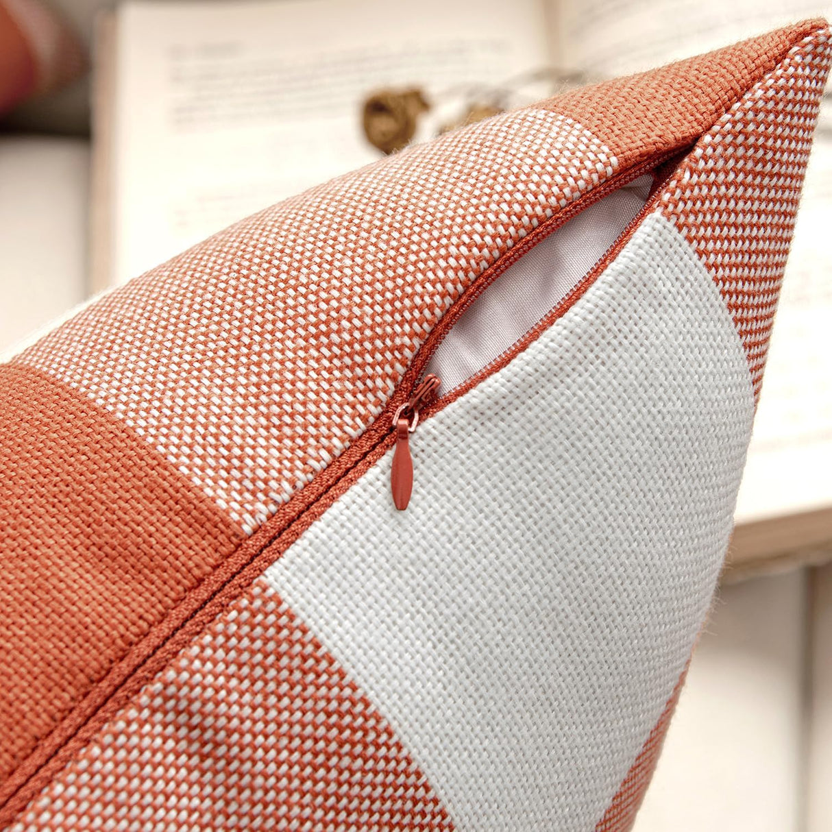 Pack of 1 buffalo-check throw pillow (cover and insert) size 18"x18 with 450g insert