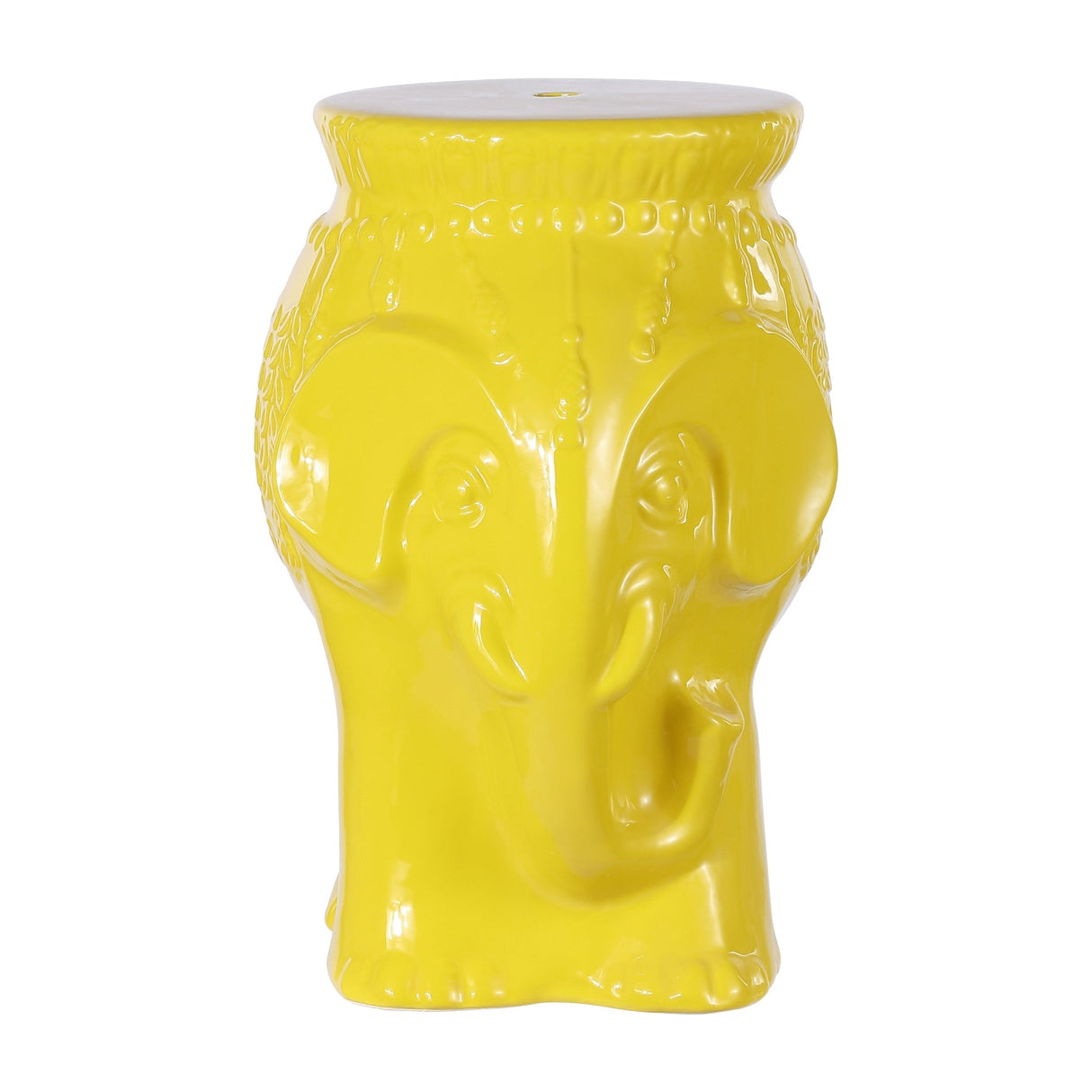 Orla modern bohemian elephant ceramic garden stool - Tuesday Morning - Outdoor Tables