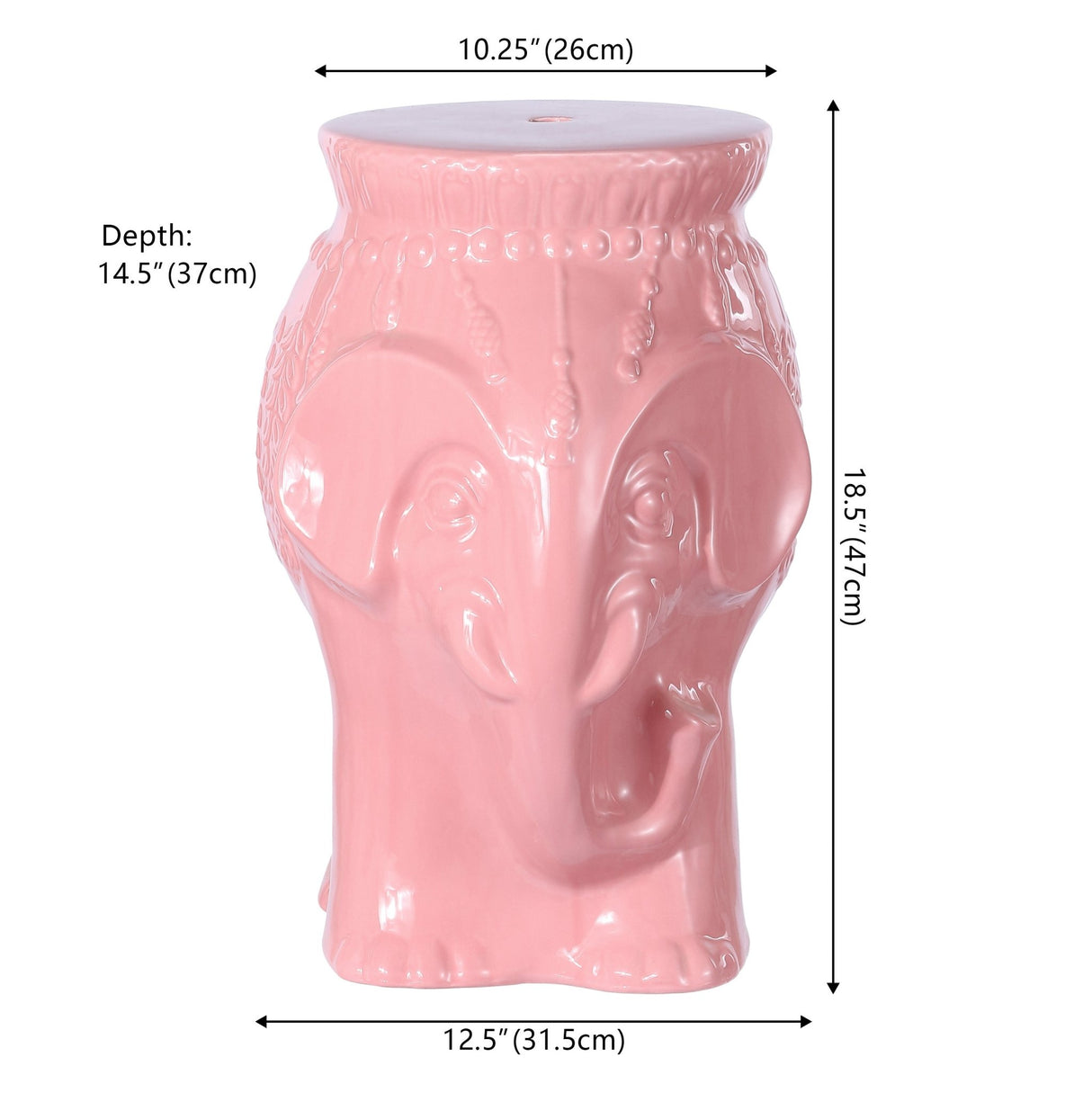 Orla modern bohemian elephant ceramic garden stool - Tuesday Morning - Outdoor Tables