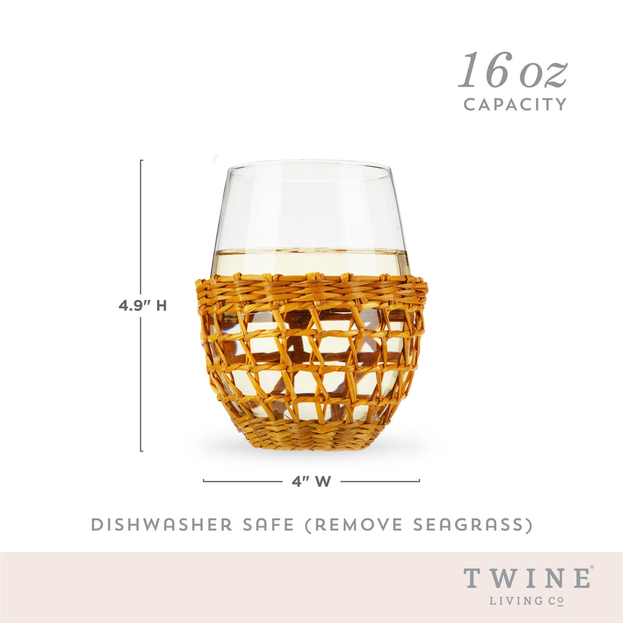 Island Stemless Wine Glass Set by Twine Living-Set of 2