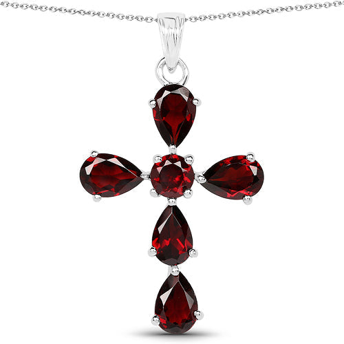 2.57 Carat Genuine Garnet .925 Sterling Silver Pendant