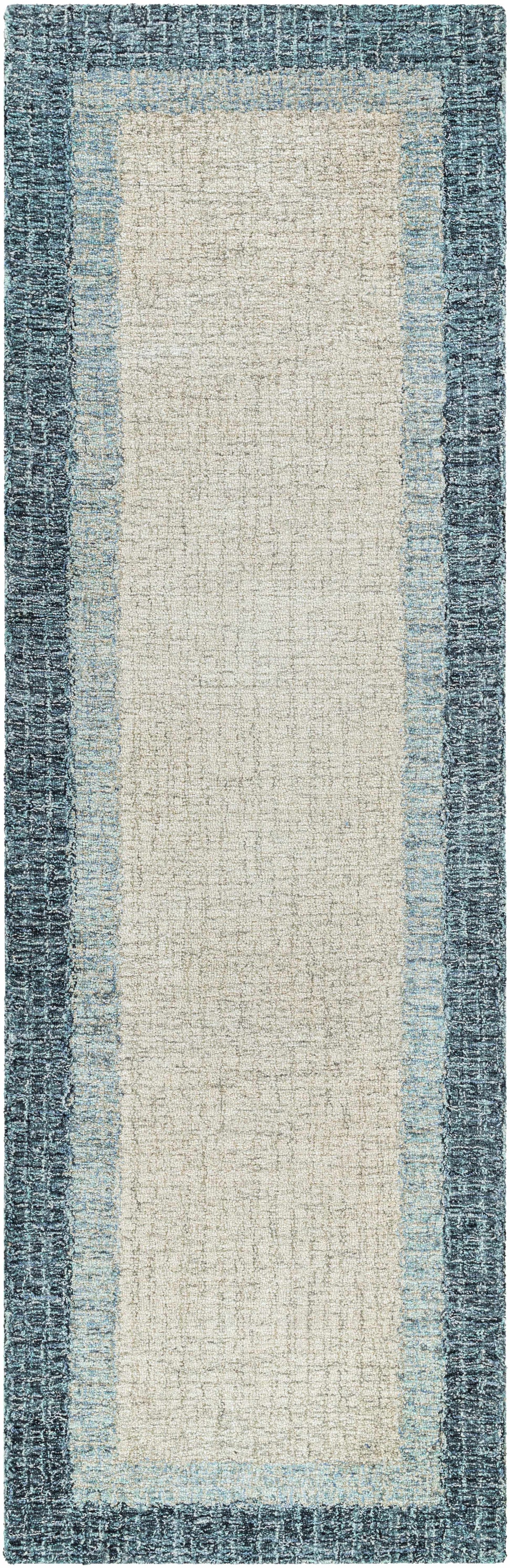 Padada Green Bordered Cream Wool Rug
