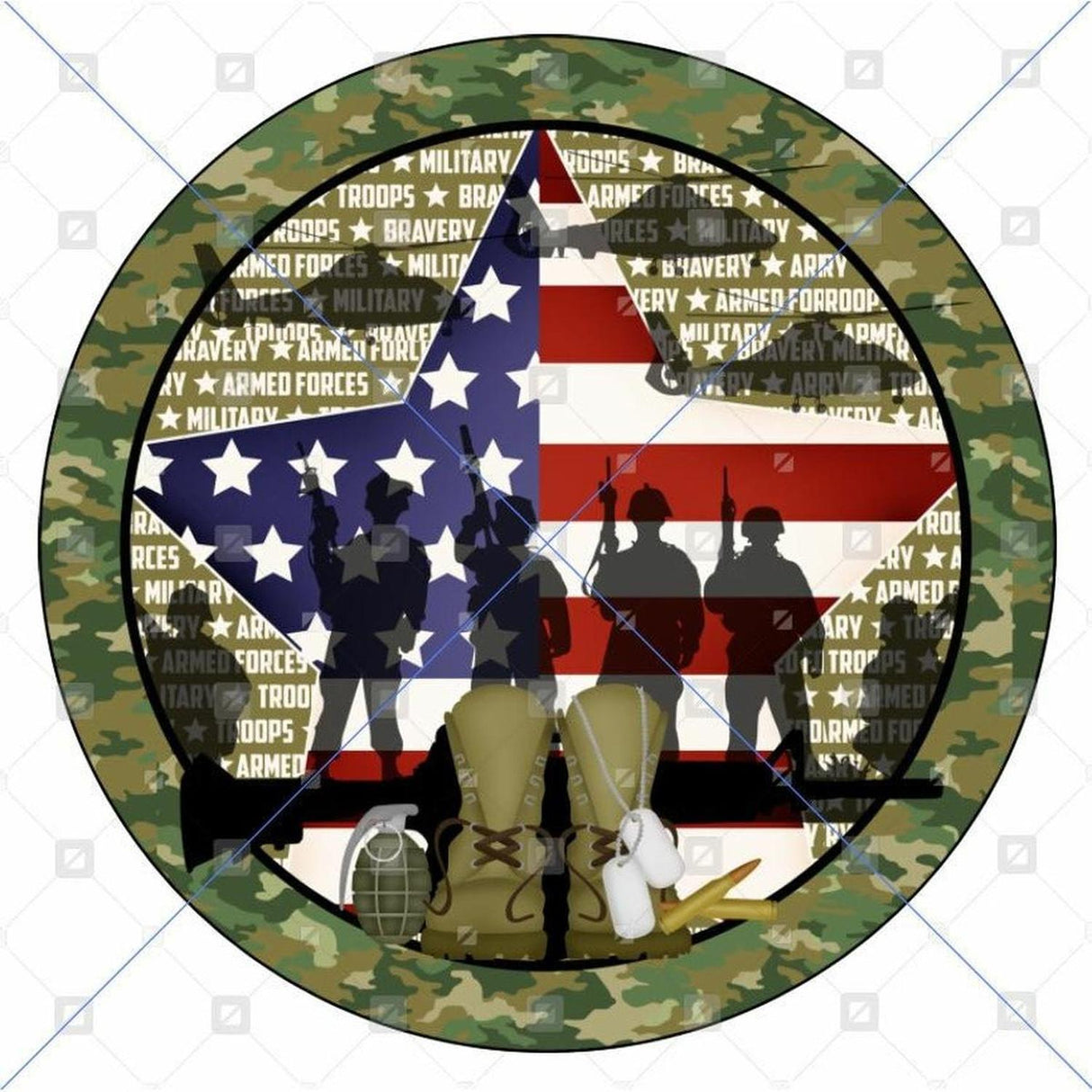 Patriotic Army Armed Forces Round Sign