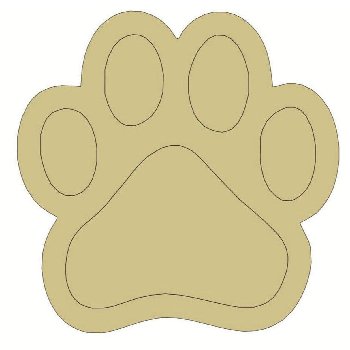 Paw Print with Paint Lines Wood Cutout - Unfinished Wood