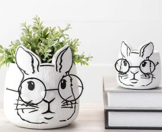 Set of 2 Eyeglass Bunny Planters