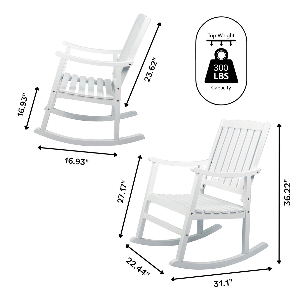 Penny Classic Slat - Back Support Acacia Wood Patio Outdoor Rocking Chair - Tuesday Morning - Outdoor Chairs