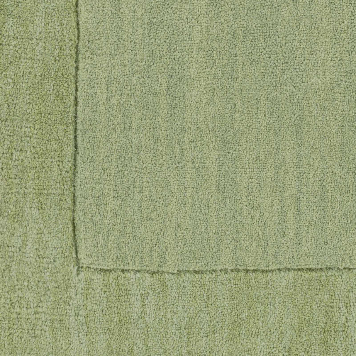 Bordered Solid Green Wool Rug