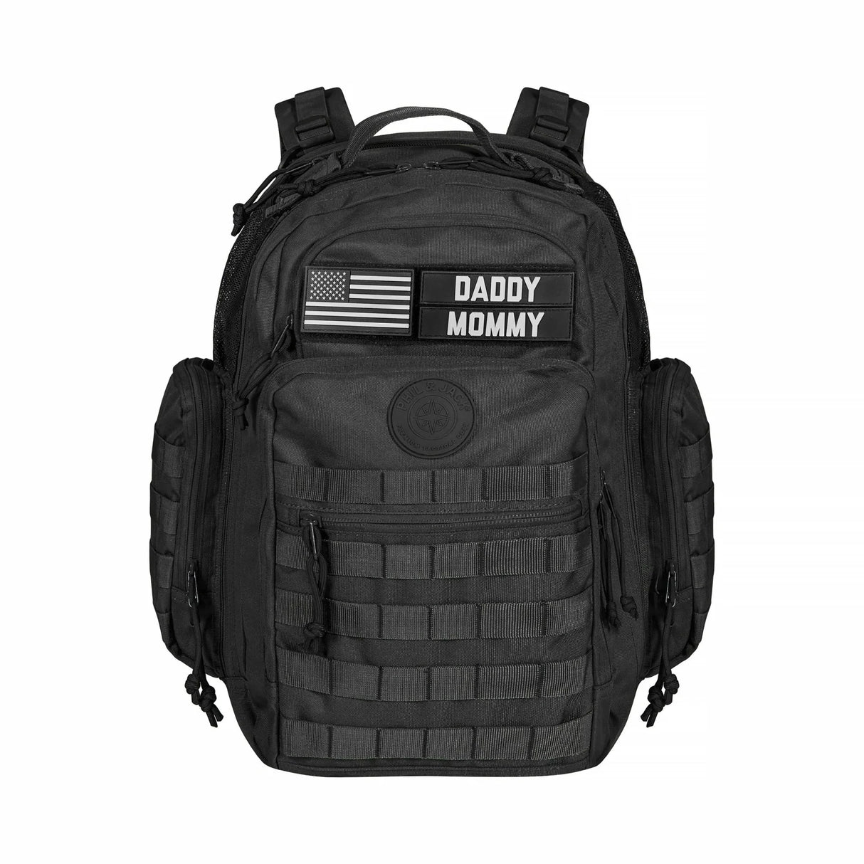 Phil & Jack Dad Diaper Bag Backpack, Baby Diaper Bag with Changing Station, Tactical Military Style, Womens Mens Diaper Bag (Black)