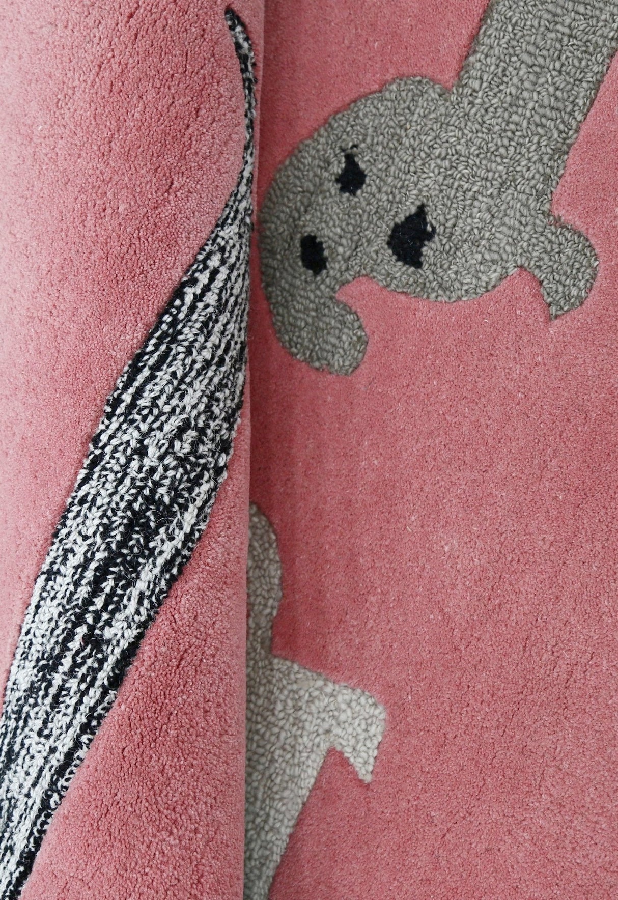 Pink Stretchy Pup Hand Tufted 3x6 Wool Area Rug