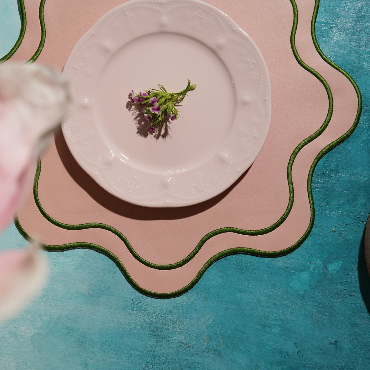 Haven Pink Wavy Edge Faux Leather Placemat