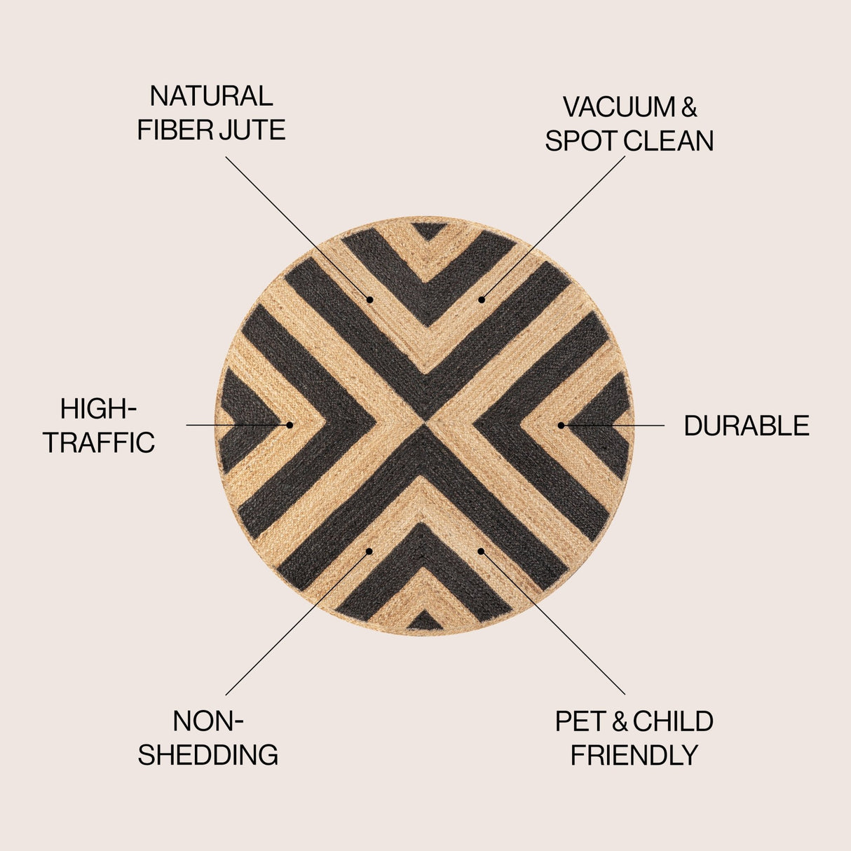 Piper Two - Tone Chevron Round Jute Round Area Rug - Tuesday Morning - Area Rugs