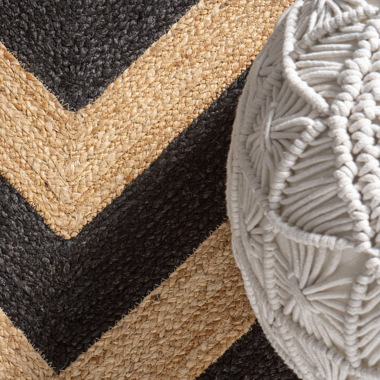 Piper Two - Tone Chevron Round Jute Round Area Rug - Tuesday Morning - Area Rugs