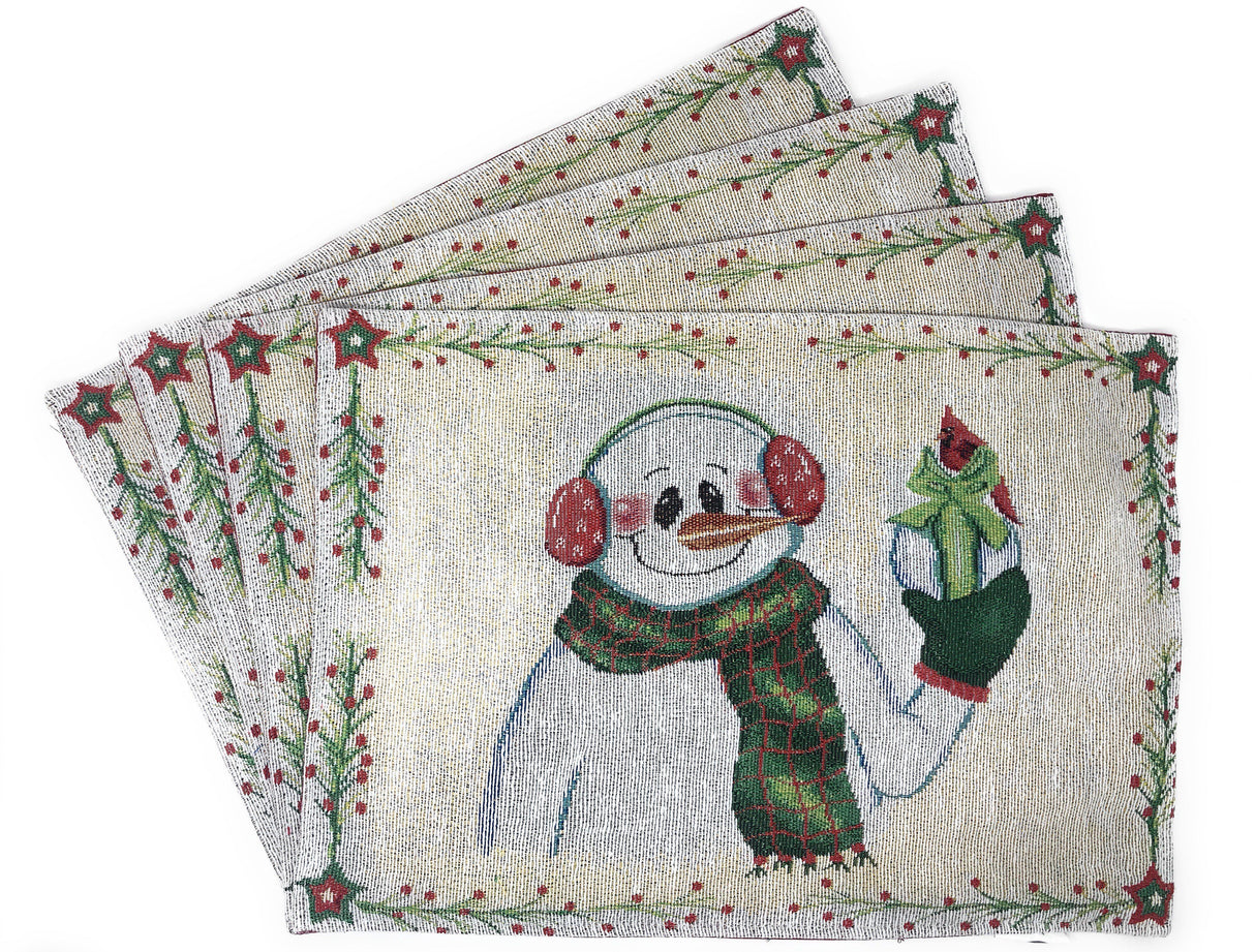 Set-of-4-Pieces-Magical-Snowman-Holiday-Tapestry-Placemats-13”-x-19”-Placemat