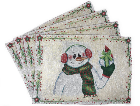 Set-of-4-Pieces-Magical-Snowman-Holiday-Tapestry-Placemats-13”-x-19”-Placemat