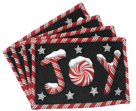 Set-of-4-Pieces-Peppermint-Joy-Holiday-Tapestry-Placemats-13”-x-19”-(12904)-Placemat