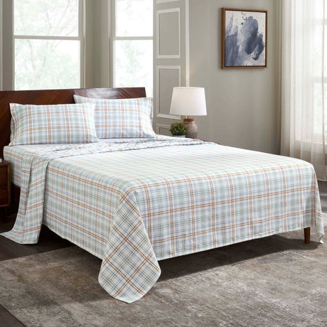 100%-Cotton-Flannel-Sheet-Set-Plaid-Classic-Modern-Farmhouse-Deep-Pocket-Bed-Sheets