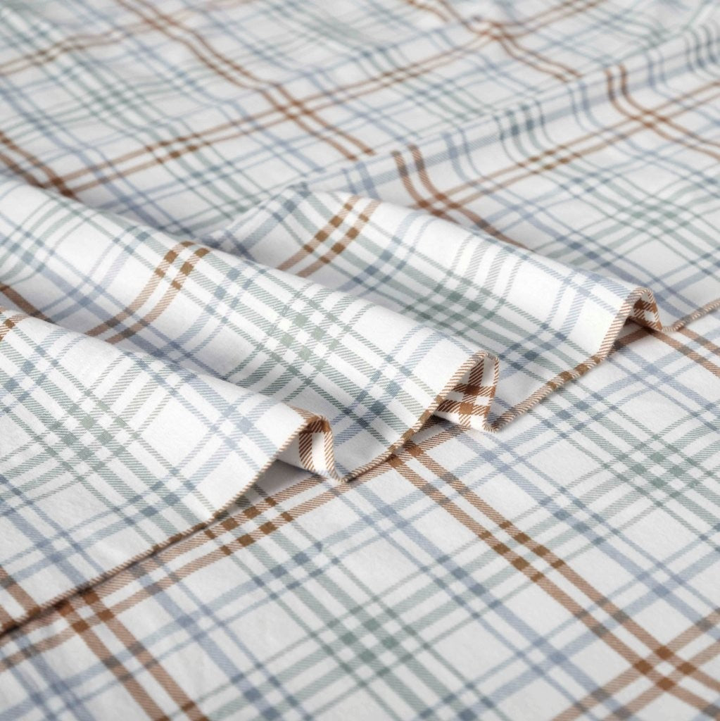 100% Cotton Flannel Sheet Set Plaid Classic Modern Farmhouse Deep Pocket - Sheet Set by Superior Brand