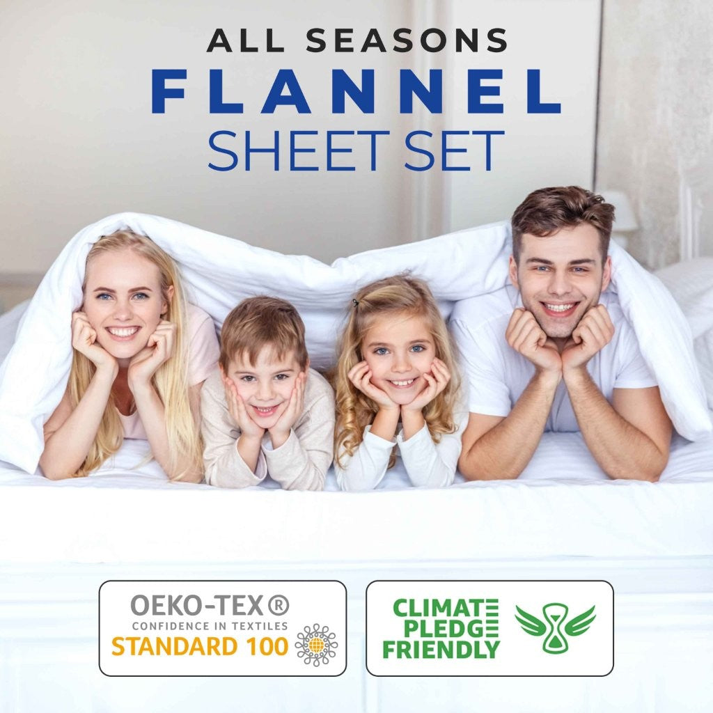 100% Cotton Flannel Sheet Set Plaid Classic Modern Farmhouse Deep Pocket - Sheet Set by Superior Brand