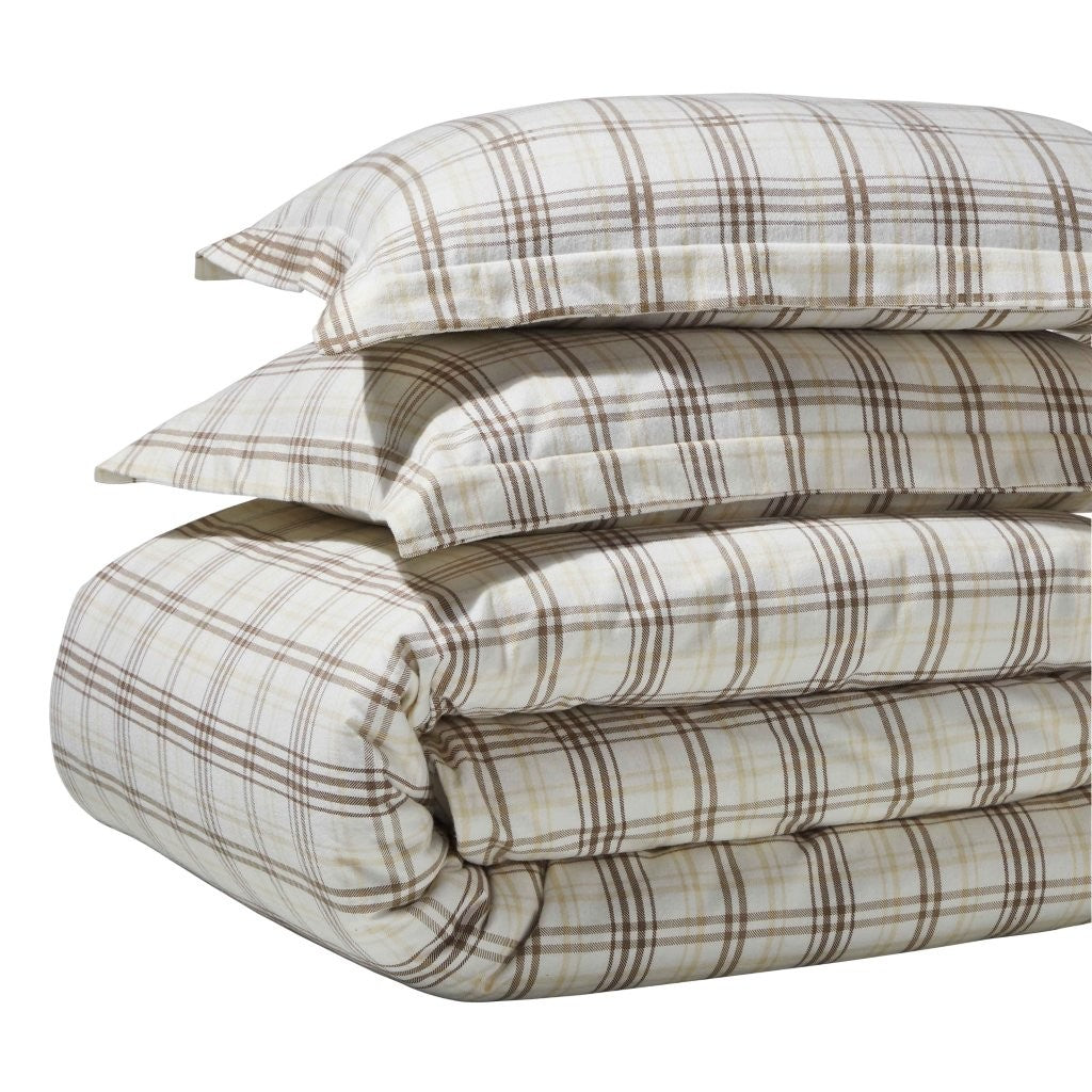 Plaid Flannel Cotton Classic Modern Farmhouse Duvet Cover Set - Duvet Cover Set by Superior Brand