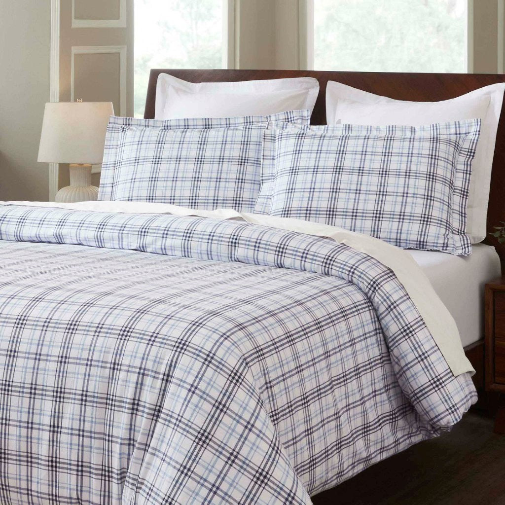 Plaid Flannel Cotton Classic Modern Farmhouse Duvet Cover Set - Duvet Cover Set by Superior Brand