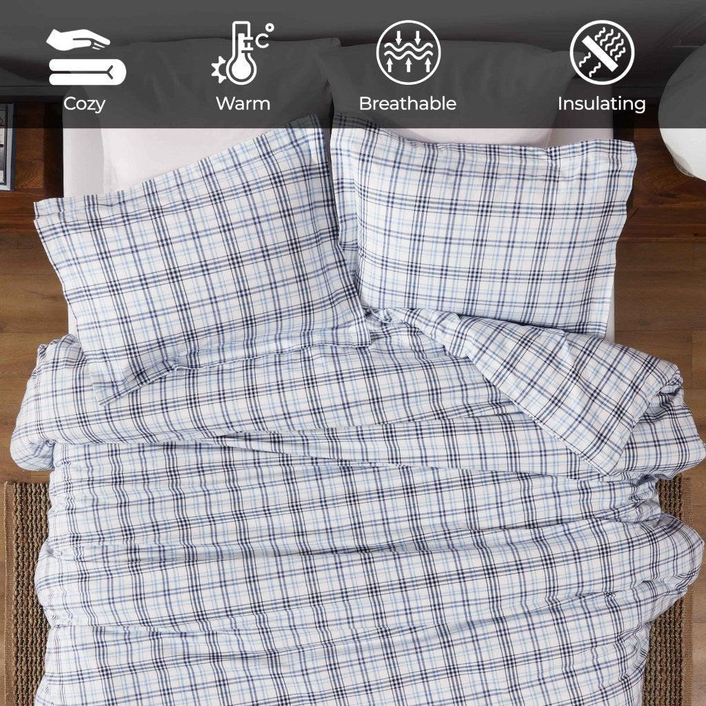 Plaid Flannel Cotton Classic Modern Farmhouse Duvet Cover Set - Duvet Cover Set by Superior Brand