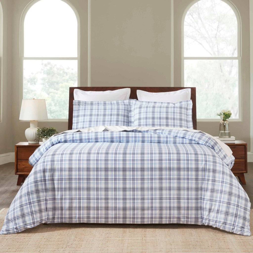 Plaid Flannel Cotton Classic Modern Farmhouse Duvet Cover Set - Duvet Cover Set by Superior Brand