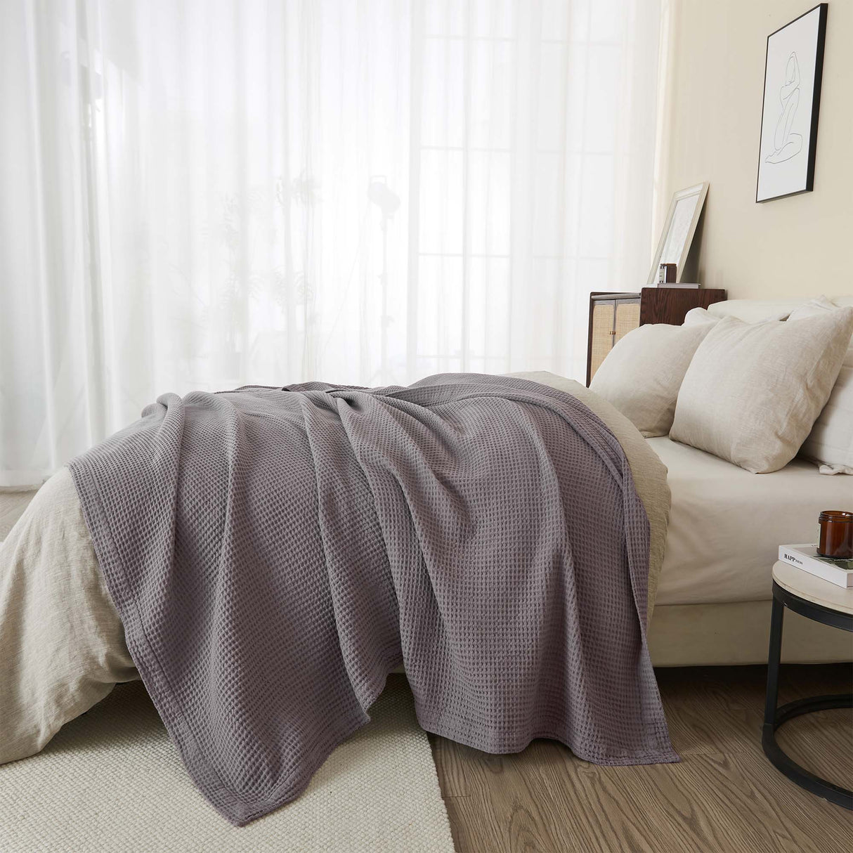 100% Cotton Waffle Weave Blanket - Mikala Collection