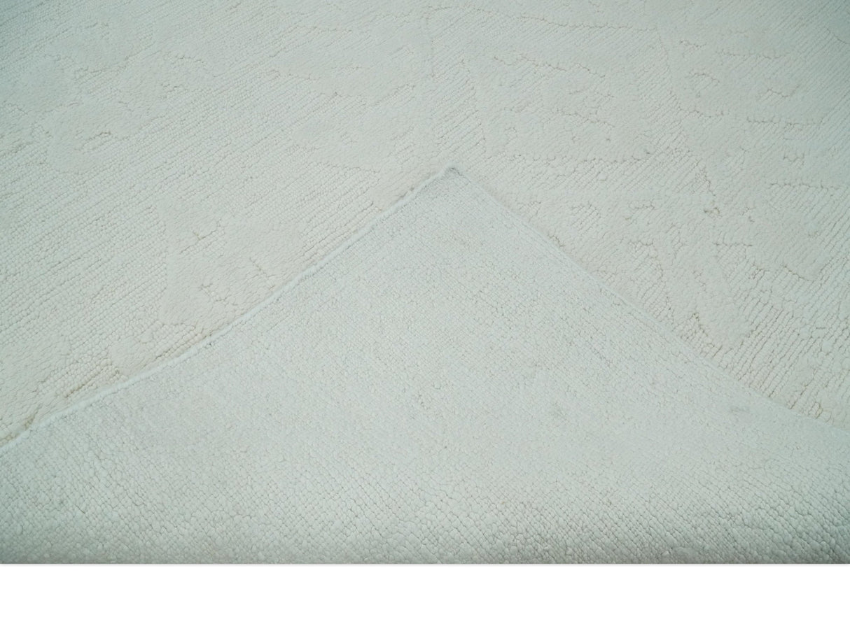 Premium 8x10 carved Texture Ivory Traditional hand knotted wool Area rug