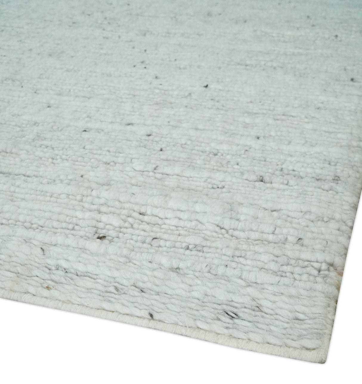 Premium Contemporary loop Pile Ivory Hand woven wool Area Rug