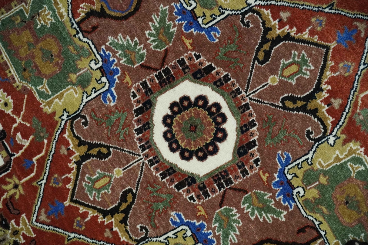 Premium Fine Knots Rust, Ivory and Olive 8x10 Hand knotted Traditional Wool Area Rug