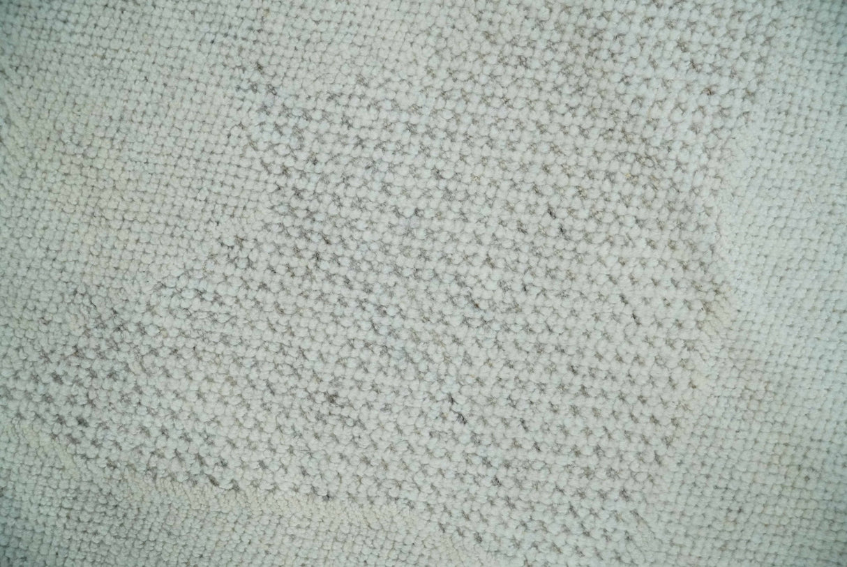 Premium look Solid Ivory Antique carved Design 9x12 Hand knotted wool Area Rug
